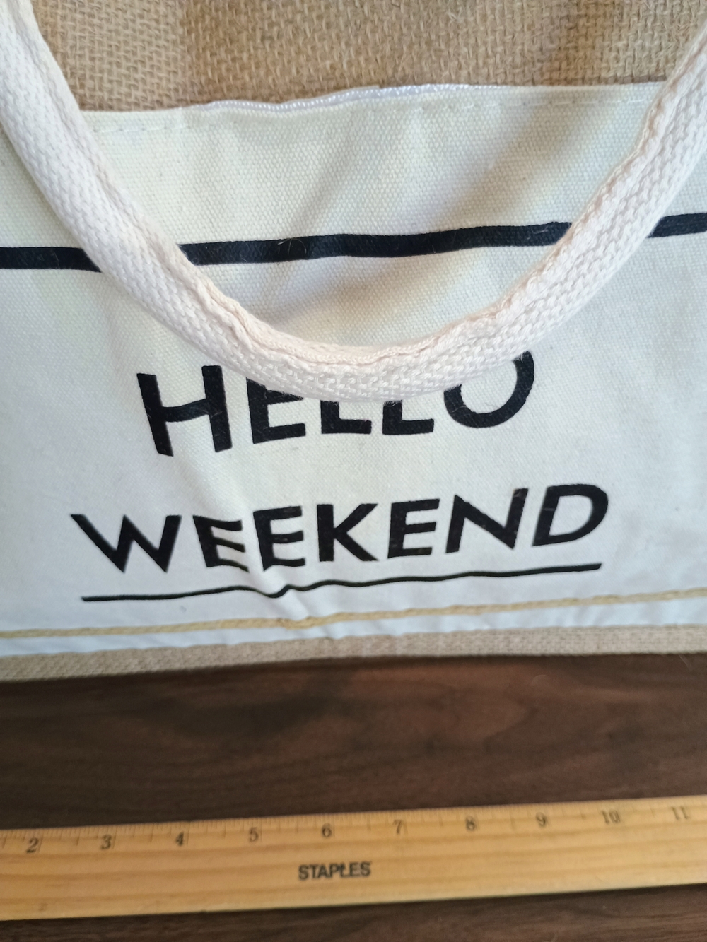 Hello Weekend Canvas & Jute Tote Bag - Neutral - Picture 4 of 8
